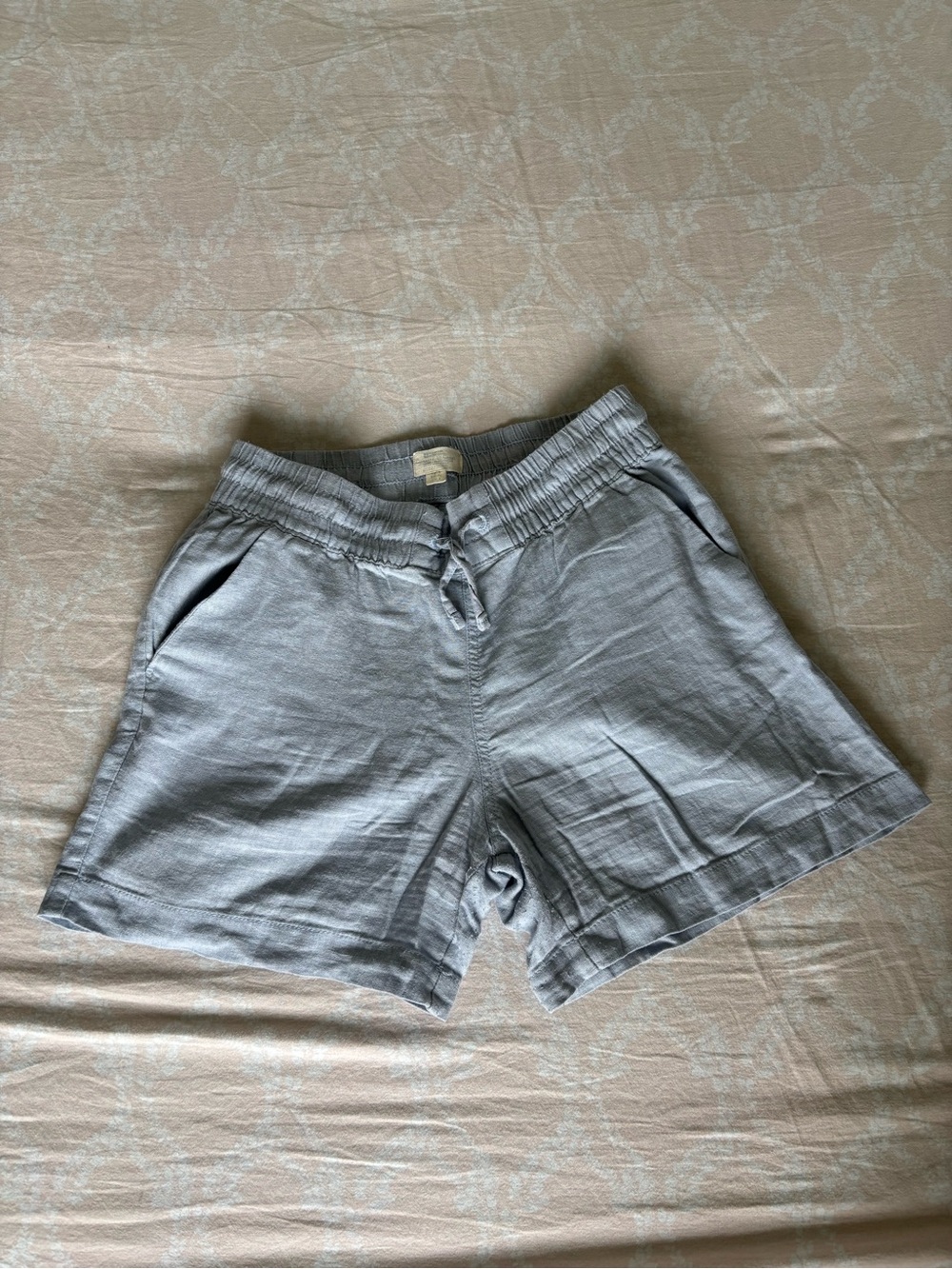 Light blue High Waist Drawstring Shorts